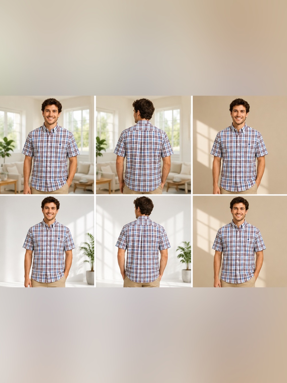 Panhandle Slim Men's/Young MensShort-Sleeve Plaid Button-Up Shirt - XS EUC